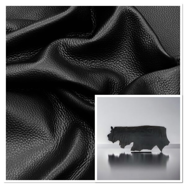 Attacama Black : Premium Leather Cow Side : 1.4-1.6mm (Ex Pittards Stock)