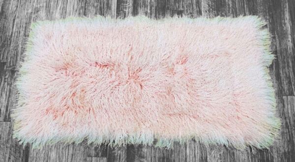 Baby Pink Mongolian Sheepskin Plate : (120cm L x 60cm W) Perfect As Rugs or Making Cushions and Garments. - Image 3