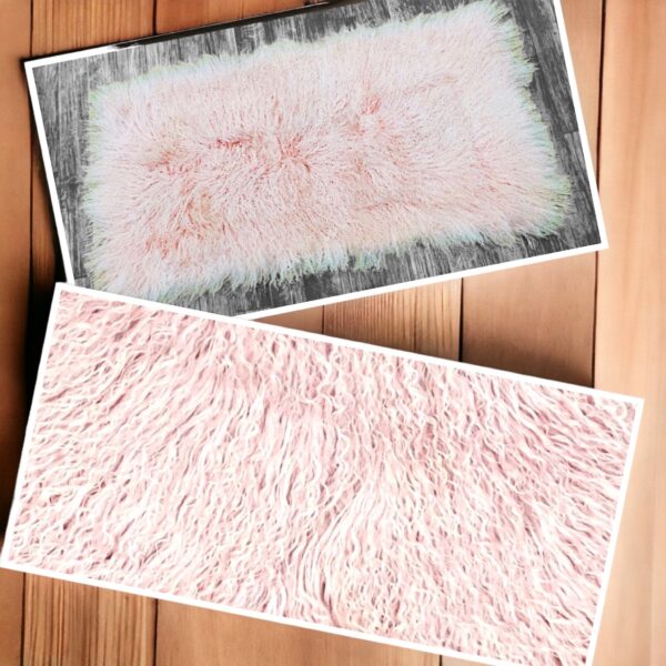 Baby Pink Mongolian Sheepskin Plate : (120cm L x 60cm W) Perfect As Rugs or Making Cushions and Garments.