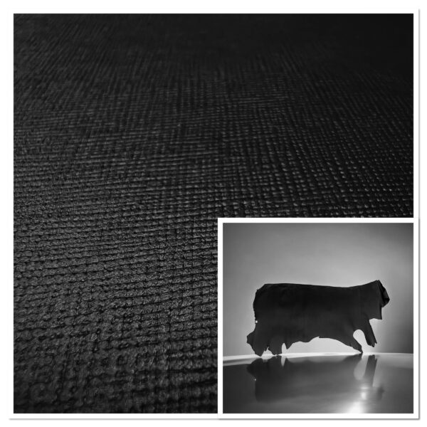 Bayswater-Black, Firm Printed Grain Leather Cow Side : 1.7-1.9mm (Ex Pittards Stock)