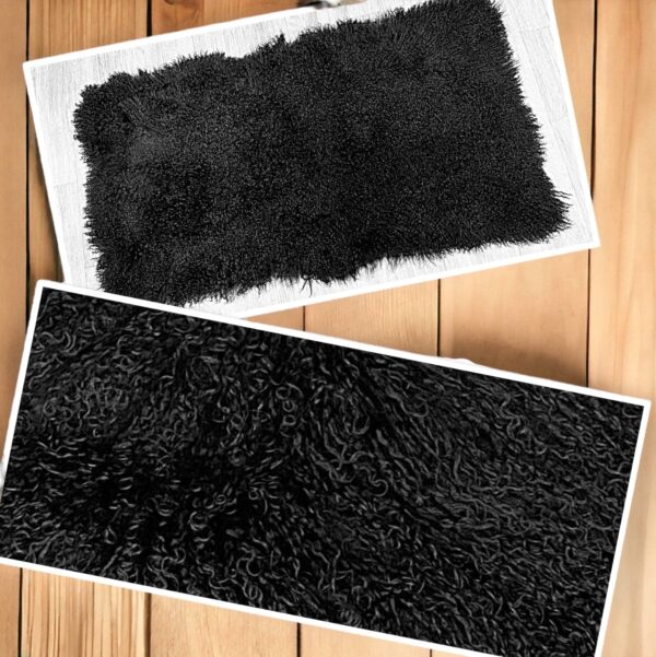 Black Mongolian Sheepskin Plate : (120cm L x 60cm W) Perfect As Rugs or Making Cushions and Garments.