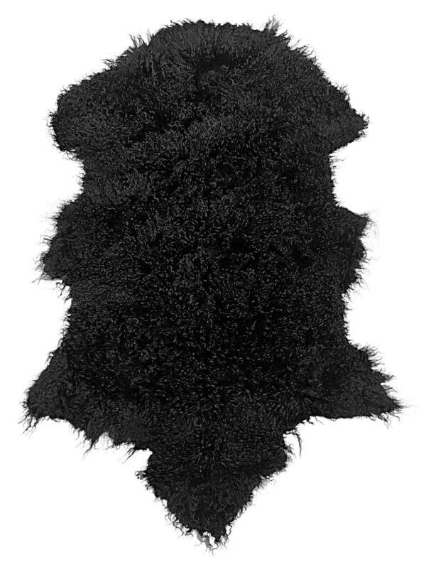 Black, Tibetan Lambskin Mongolian Sheepskin Pelt. - Image 3