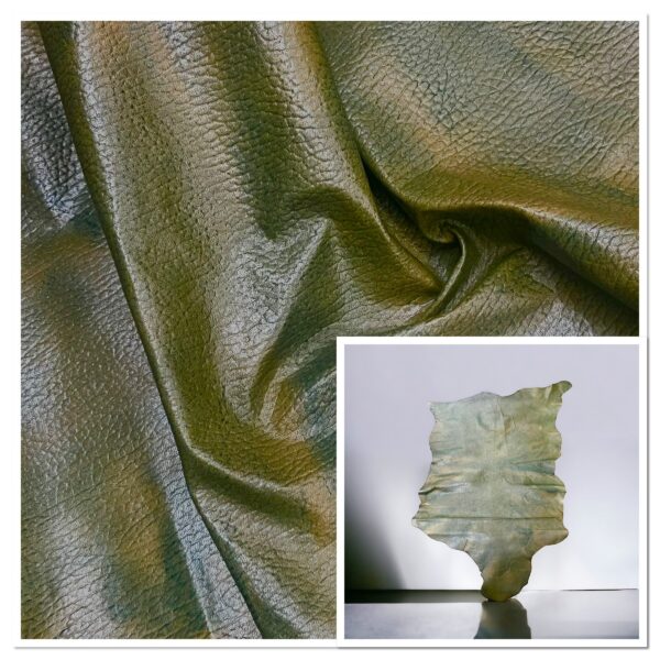 Bubble-Grain Moss : Embossed Lambskin, 0.7-0.8mm (Ex Pittards Stock)