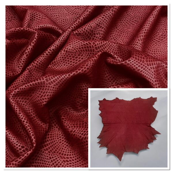 Pittards Dragon Cardinal : Printed Sheep Leather 0.7mm (Ex Pittards Stock) WR100X.7DragonCardinalAA