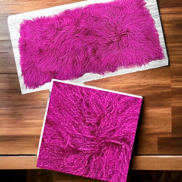 Fuchsia Mongolian Sheepskin Plate : (120cm L x 60cm W) Perfect As Rugs or Making Cushions and Garments.