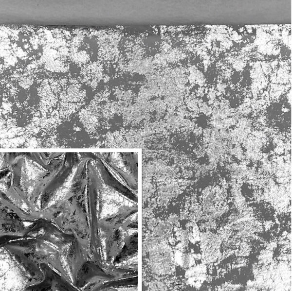 Old Silver Distressed, Metallic Foiled Leather Pig Skin : (0.6-0.7mm 1.5oz) 15 - Image 2
