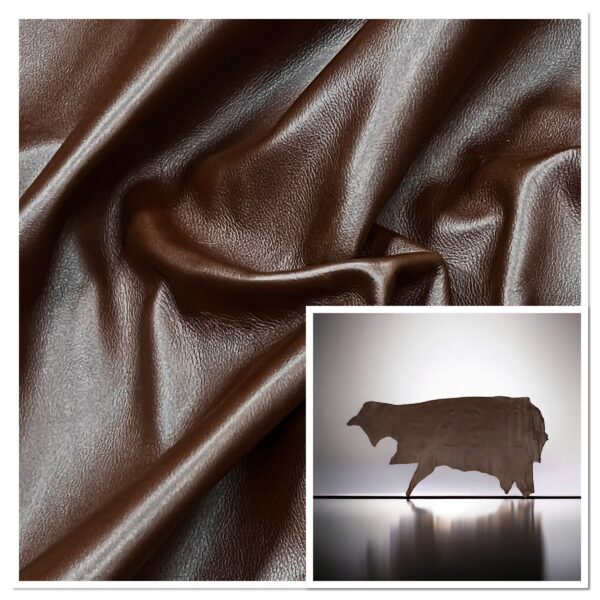 Iroko Wood : Subtle Printed Grain Leather Cow Side : 1.2-1.4mm (Ex Pittards Stock)