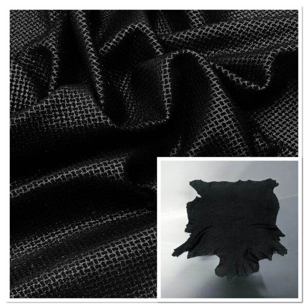 Pittards Laser-Black : Printed Sheep Leather 0.7mm (Ex Pittards Stock) CombatFRWR.85LaserBlackAA