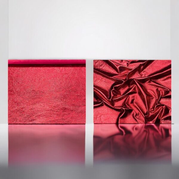 Poppy Red, Metallic Foiled Leather Pig Skin : (0.6-0.7mm 1.5oz) 15