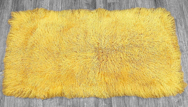 Yellow Mongolian Sheepskin Plate : (120cm L x 60cm W) Perfect As Rugs or Making Cushions and Garments. - Image 3
