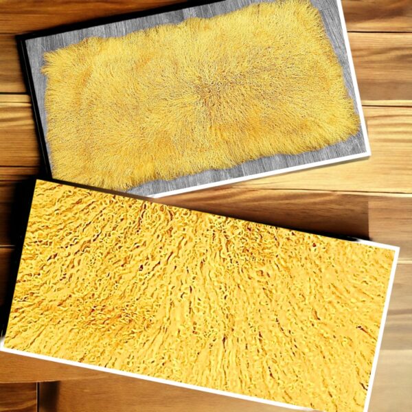 Yellow Mongolian Sheepskin Plate : (120cm L x 60cm W) Perfect As Rugs or Making Cushions and Garments.